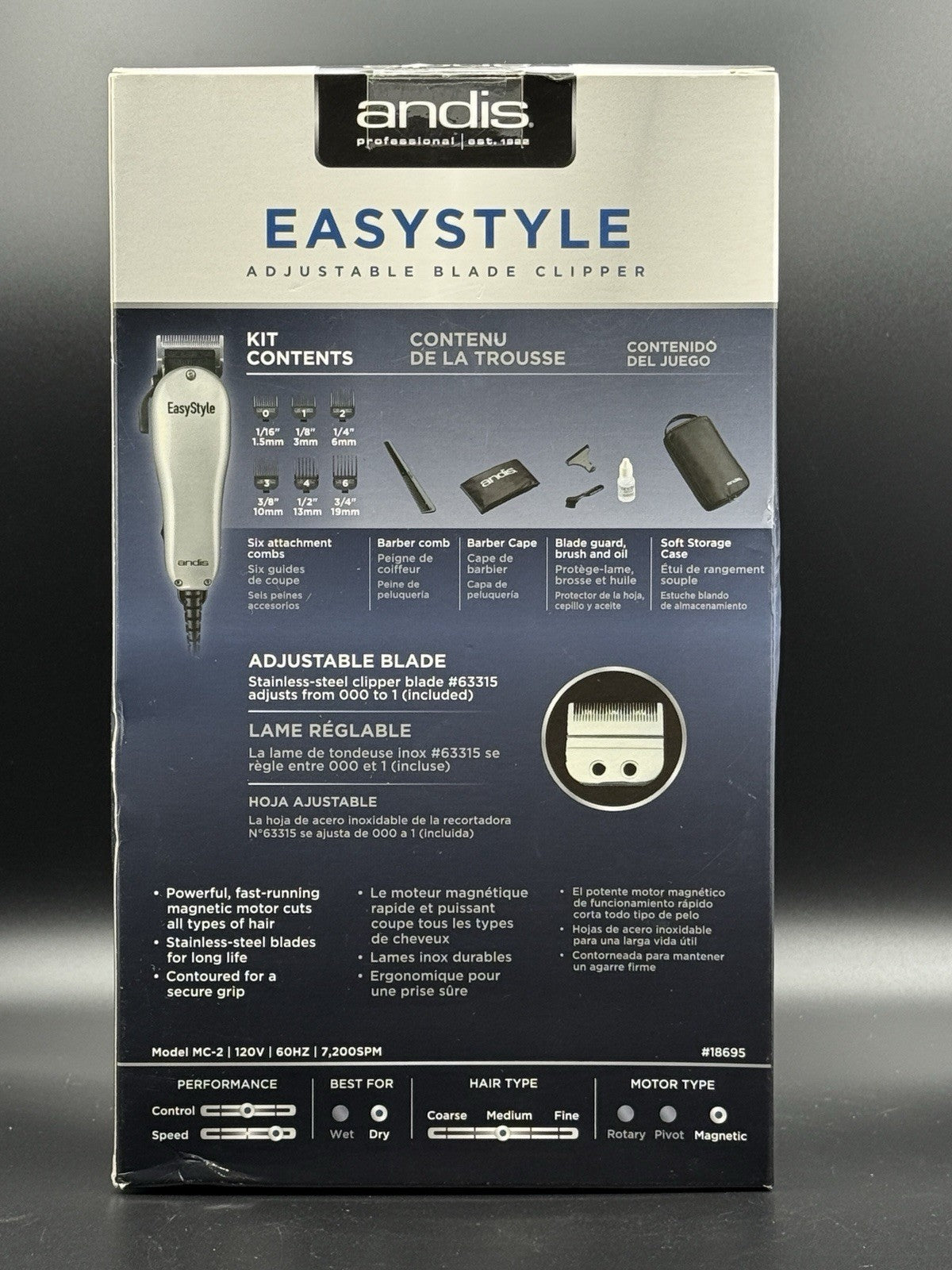 Andis Easystyle Adjustable Stainless Steel Hair Clipper with Magnetic Motor
