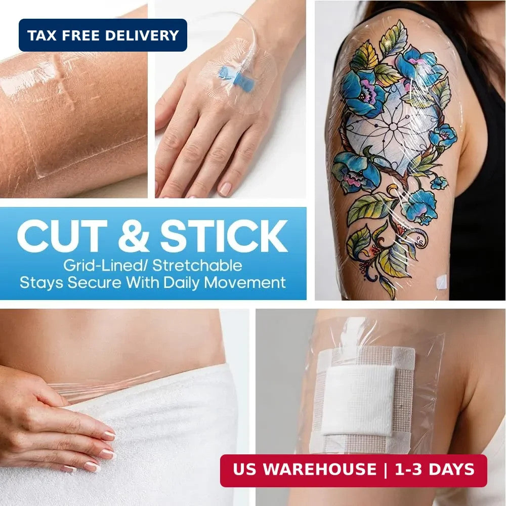 Tattoo Aftercare Bandage Rolls 2 Rolls 6 in x 2 yd Waterproof Latex-Free