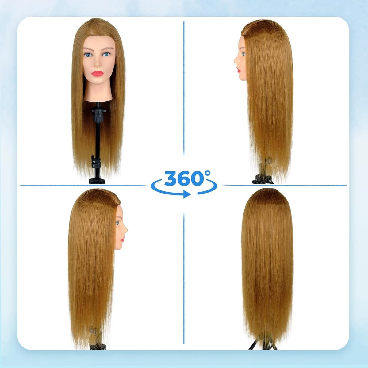 Mannequin Head for Hair Styling Practice Human Hair 26-28 Inches