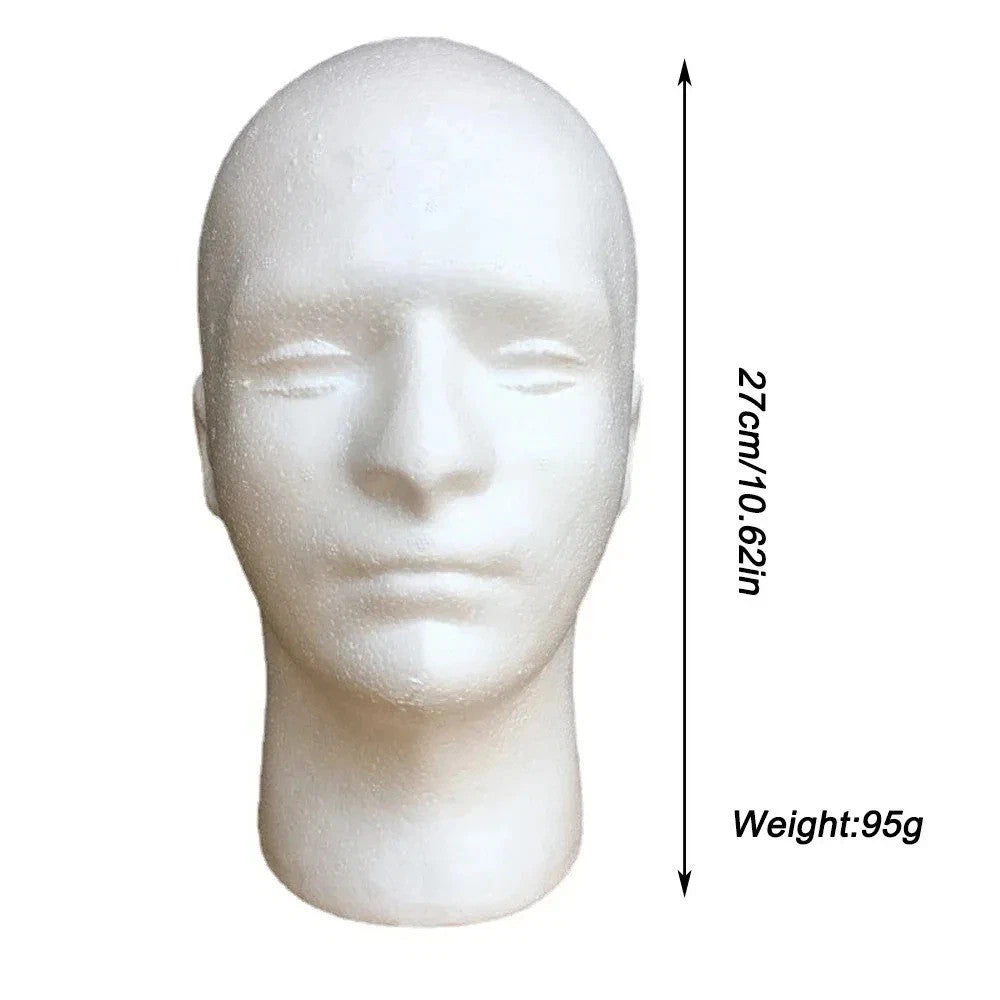 Male Foam Mannequin Head for Wig, Hat & Accessory Display - Light, Reusable