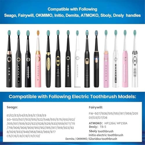10 Pack Soft Bristle Toothbrush Replacement Heads for Fairywill D1 D3 D7