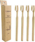Bamboo Toothbrush Set with Boar Bristles - Biodegradable Natural Wooden Handle