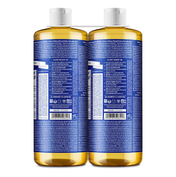 Peppermint Liquid Castile Soap - 2 Pack, 50 oz. Natural & Biodegradable