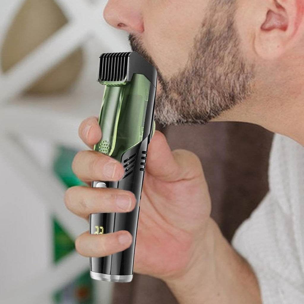 Cordless Waterproof Beard Trimmer with Vacuum and Adjustable Combs