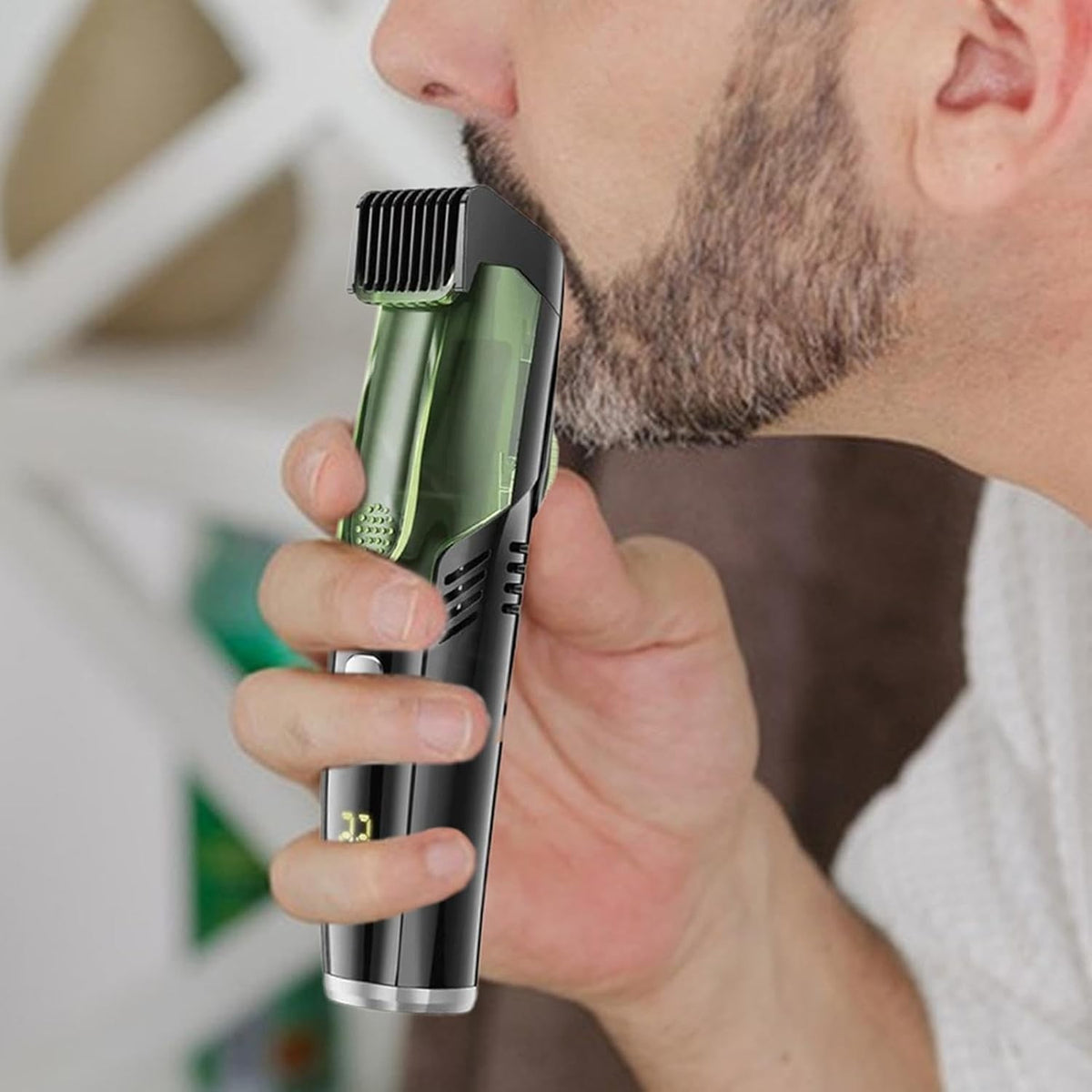 Cordless Waterproof Beard Trimmer with Vacuum and Adjustable Combs