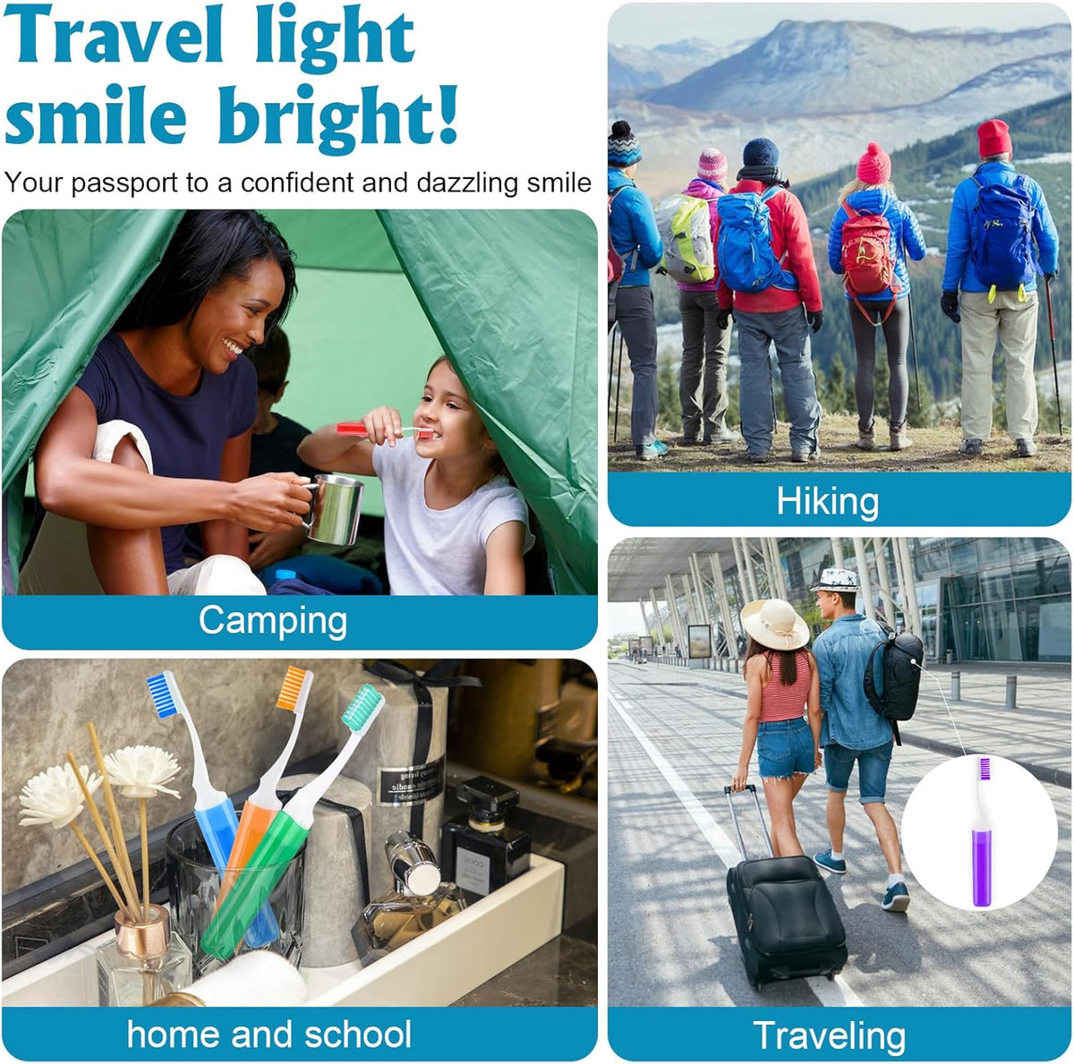 Travel Folding Toothbrush Set - 20 Medium Bristle Portable Hygiene Kits