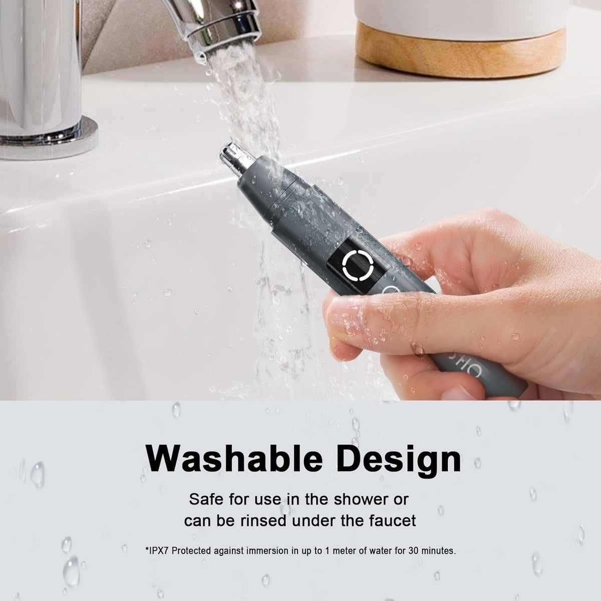 Wireless Waterproof Ear and Nose Hair Trimmer with LED Display and USB Charging