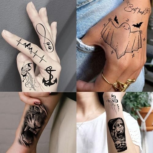 Temporary Tattoos for Adults, 72 Sheets – Watercolor Butterflies & More