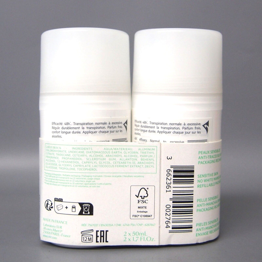 SVR Spirial 48HR Anti-Perspirant Deodorant Roll-On 2 Pack 50ml