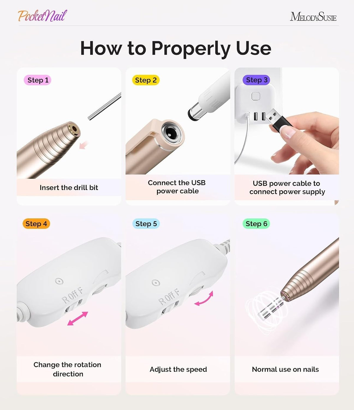 Electric Nail Drill Set for Manicure Pedicure - Portable Nail File Kit with 8 Bits