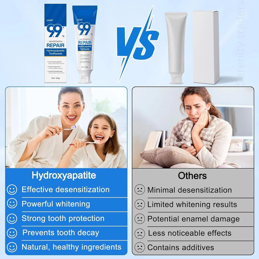 Hydroxyapatite Toothpaste 4.23 Oz - Enamel Repair Natural Whitening Fluoride-Free