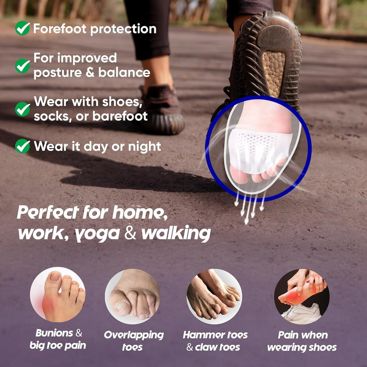 Silicone Toe Separators for Bunions & Foot Pain Relief - Left & Right Pair