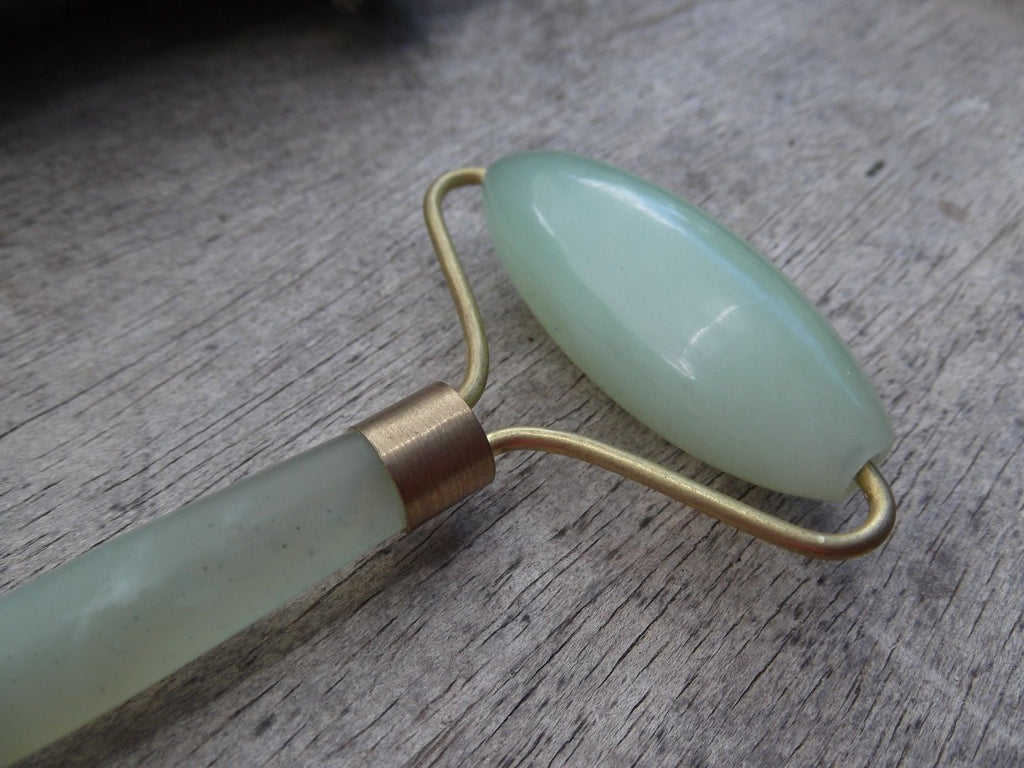 Jade Facial Roller - Green Jade Stone Face Massage Tool for Relaxation & Skin Care