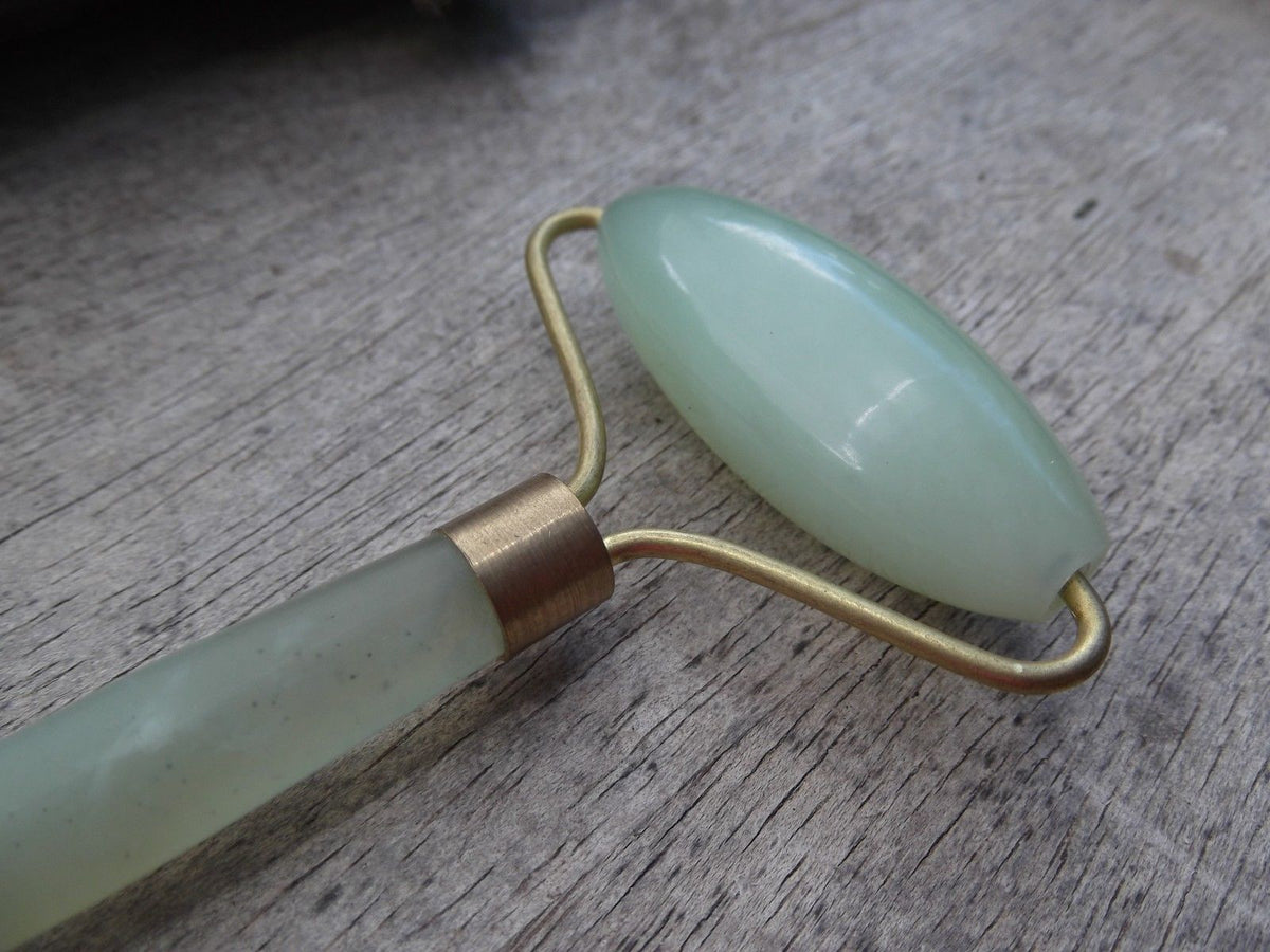 Jade Facial Roller - Green Jade Stone Face Massage Tool for Relaxation & Skin Care