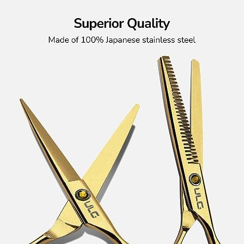 Professional Hair Cutting Scissors Thinning Shears Kit - 6.5 Inch Japanese Stainless Steel