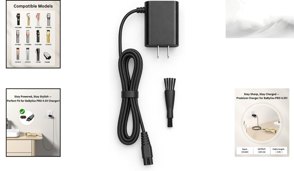 4.5V Replacement Charger for BaBylissPRO FX Series Trimmers – 2-Pin
