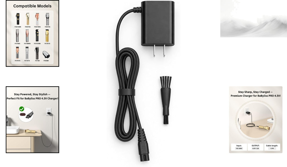 4.5V Replacement Charger for BaBylissPRO FX Series Trimmers – 2-Pin