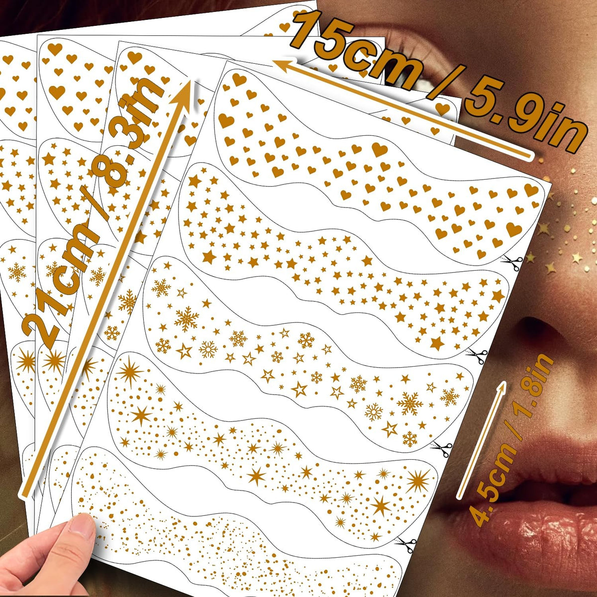 Glitter Freckles Face Tattoos Set – Water-Resistant Facial Freckles with Glitter
