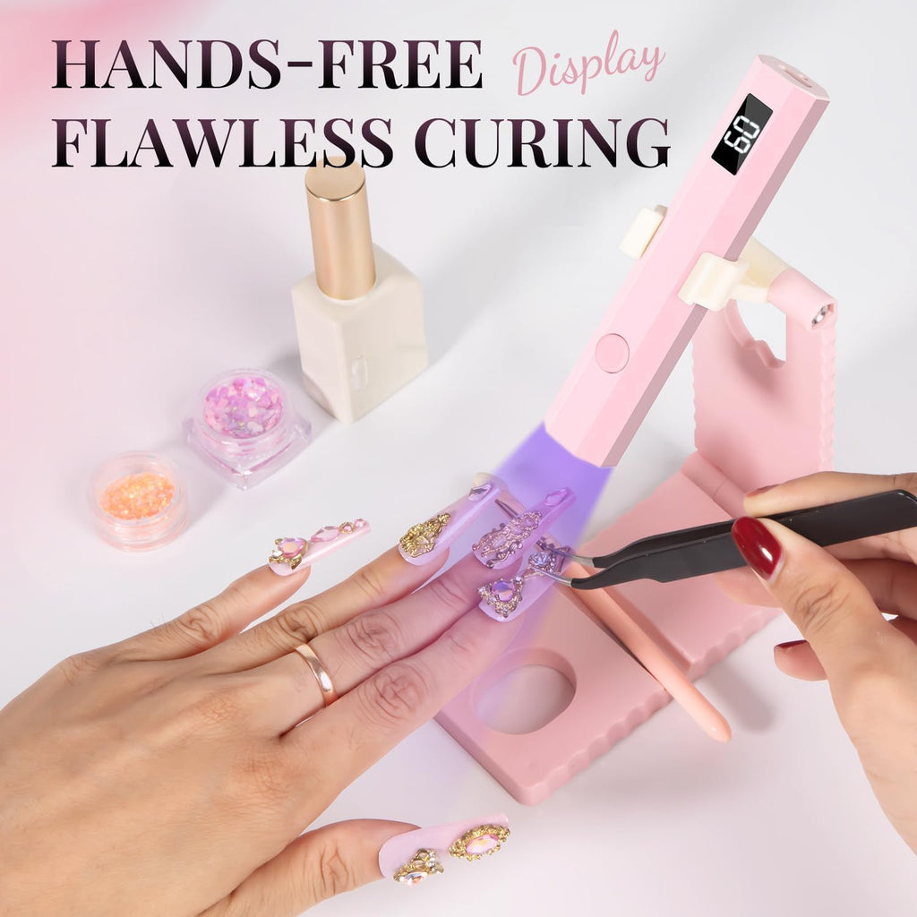 Mini Handheld UV Light for Gel Nails with Stand, Rechargeable Nail Curing Lamp