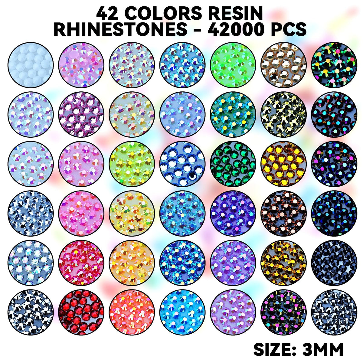 Bedazzling Rhinestone Kit with 42 Colors and 42000 Pcs for Crafts and DIY