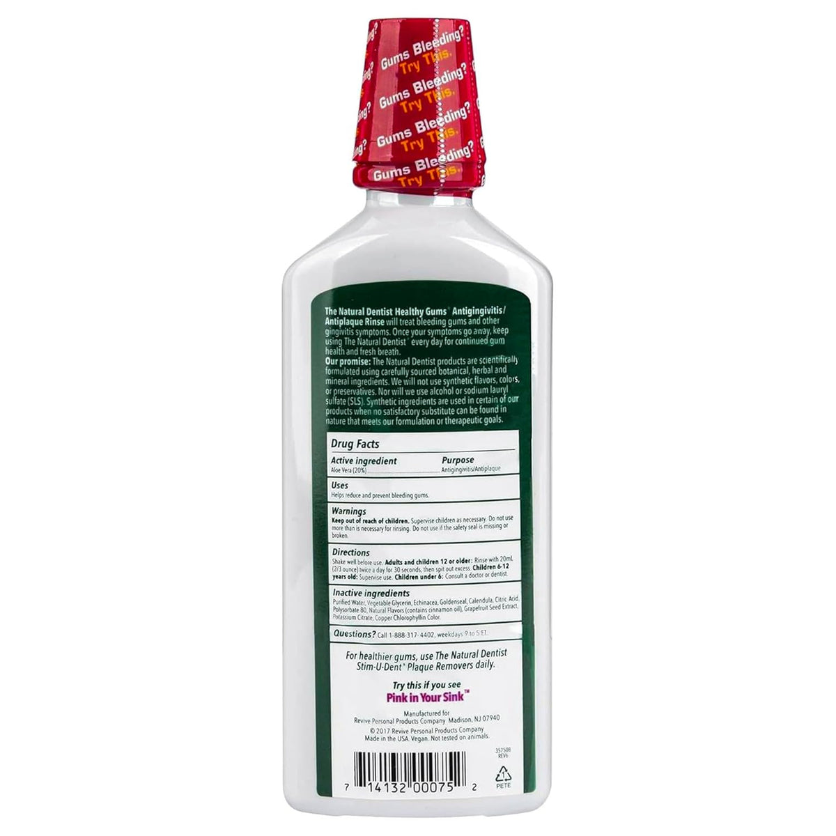Natural Dentist Antigingivitis Mouthwash Peppermint Twist 16.9 fl oz