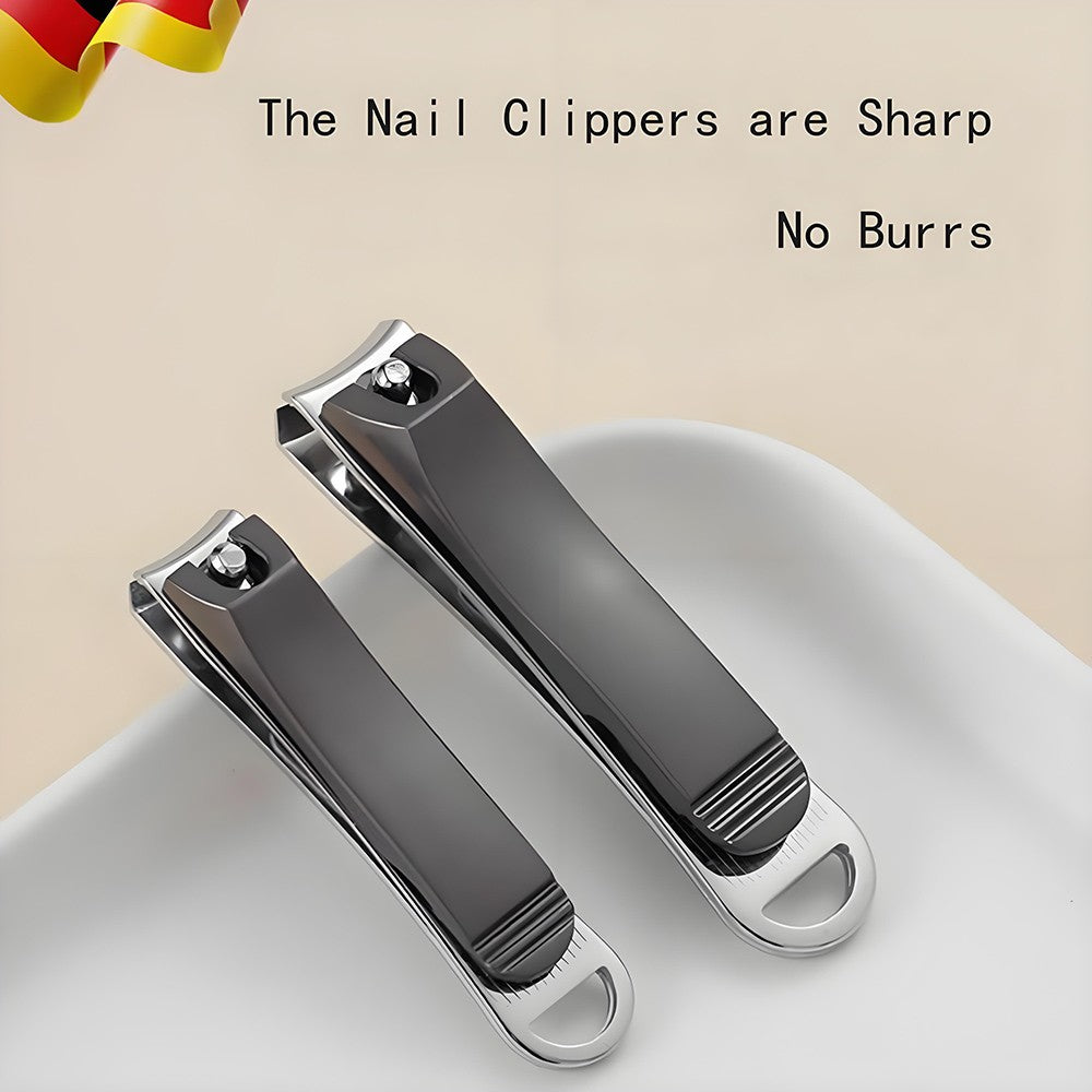 Professional Stainless Steel Nail Clippers Set - 2 Sizes, Curved Edges