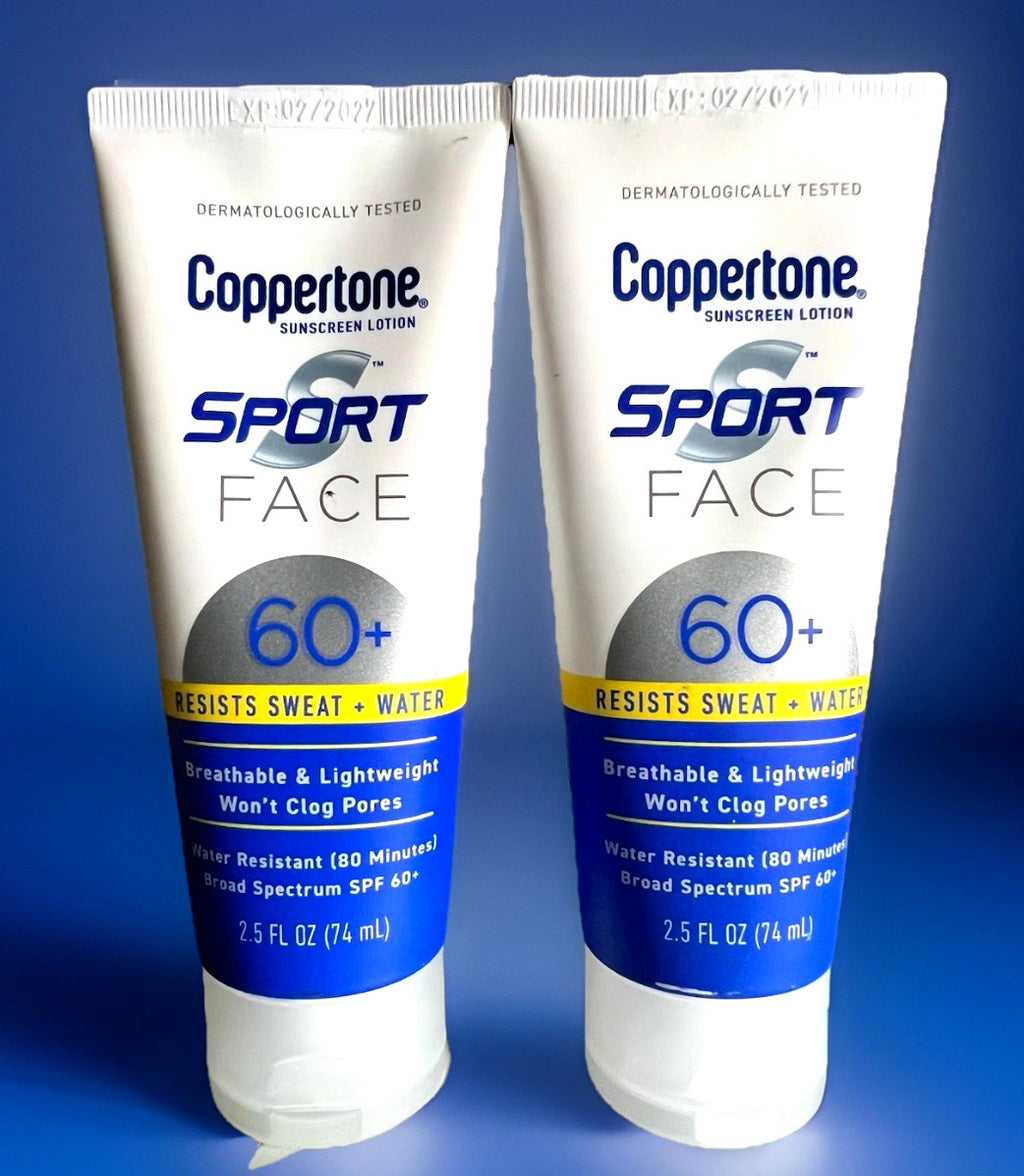 Coppertone Sport Face Sunscreen SPF 60+ Lotion - 2 Pack, 2.5oz Tubes