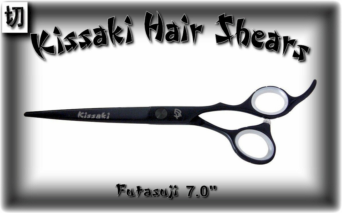 Professional 7.0-inch Black Titanium Hair Cutting Scissors - Thinning Shears