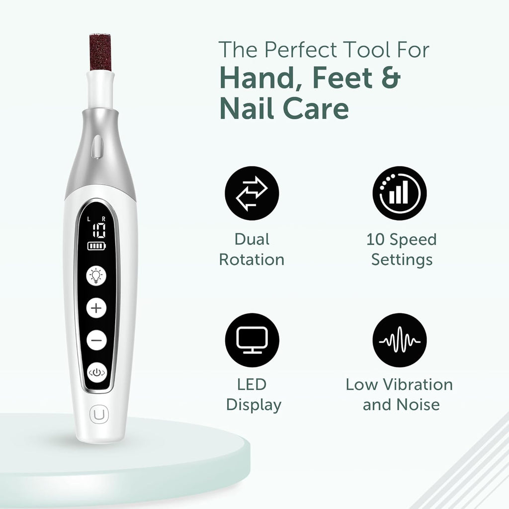 Cordless Electric Nail File & Manicure Pedicure Kit - Professional Nail Care Set