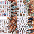 4 Sheets Nail Art Retro Bohemian Flower Stickers - Self Adhesive DIY Nail Decals