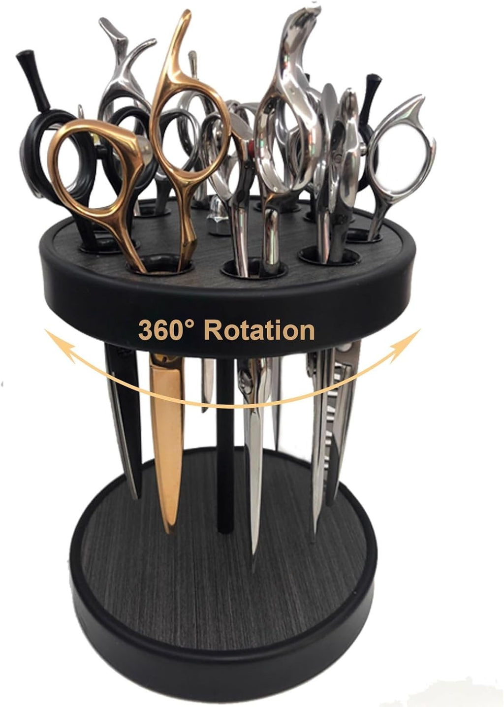 Rotating Wooden Hair Scissors Holder for Salon & Barbershop