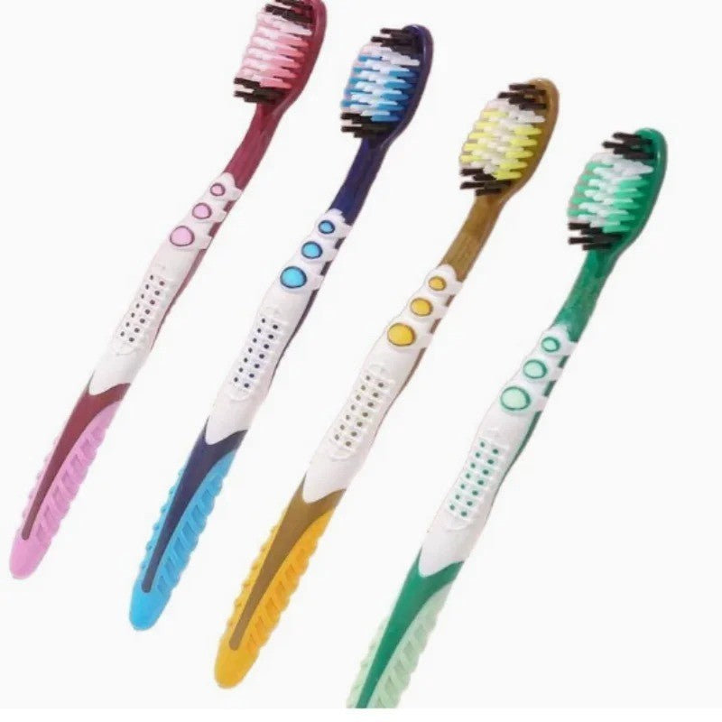 4 Pack Adult Manual Toothbrushes for Oral Cleaning - Soft Bristles, Individually Packaged