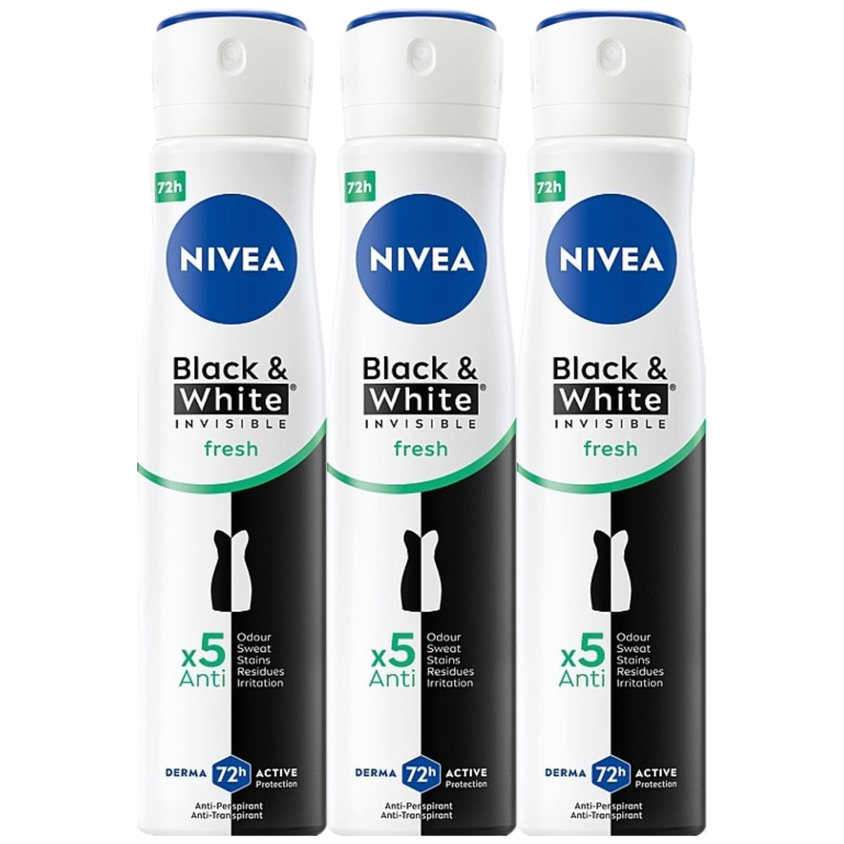 3 Pack Nivea Invisible Fresh Black & White Anti-Transpirant Spray 200ml