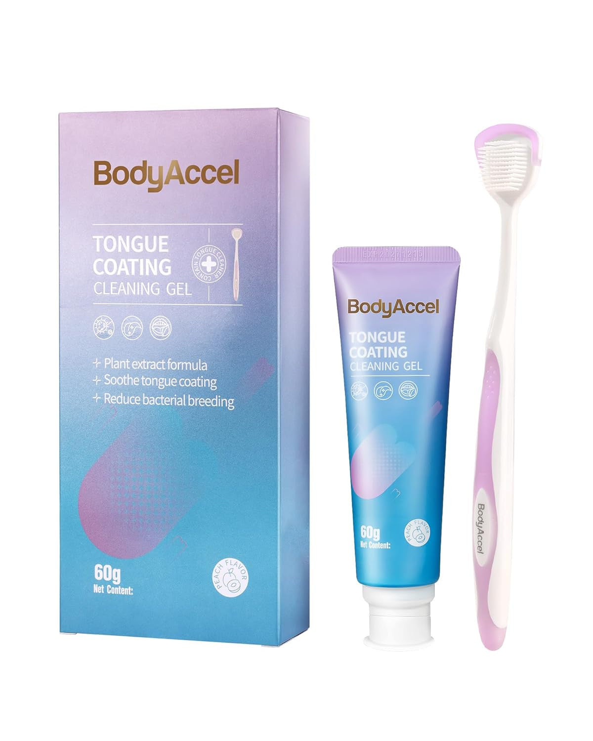 Tongue Cleaner Gel with Tongue Brush - Fresh Breath Oral Care Kit