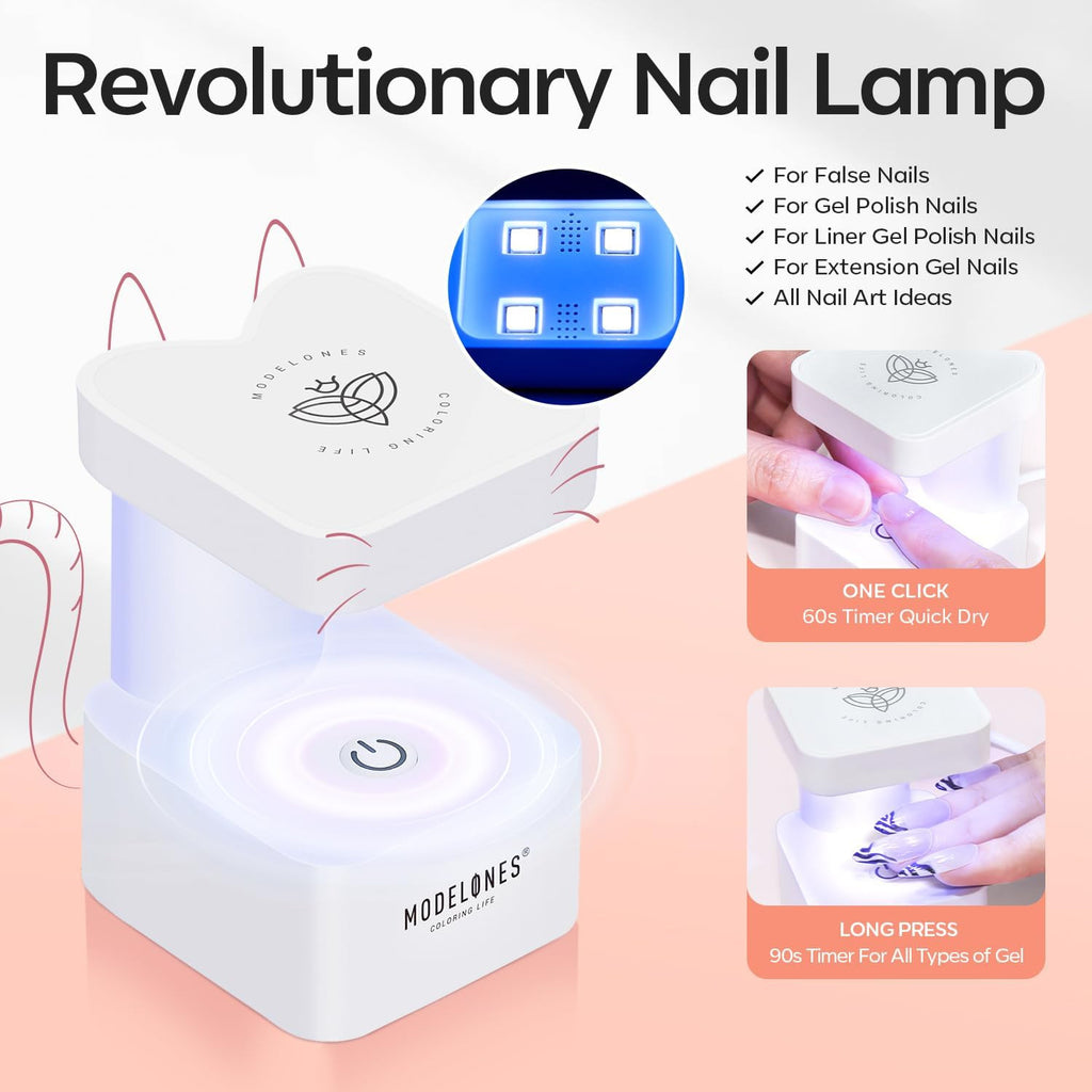 Nail Gel Kit with UV Light, 216 Pieces, 12 Sizes, Nail Glue & Tips