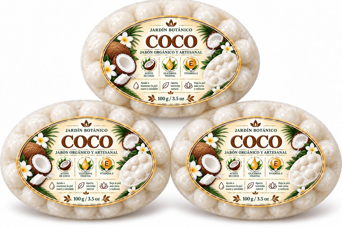 Natural Coconut Bar Soap 3-Pack - Handmade Face & Body Soap