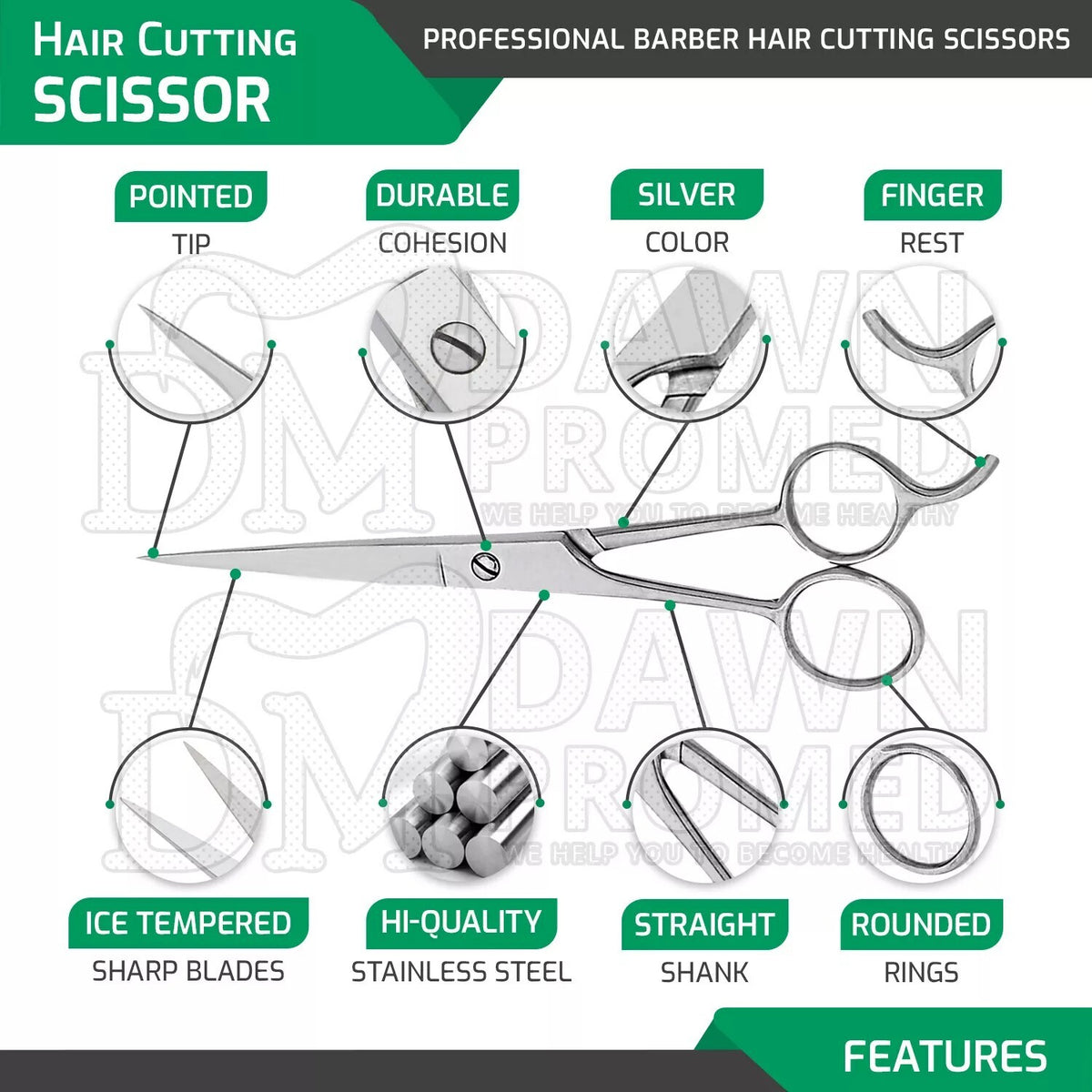 Professional Hair Cutting Scissors Thinning Shears Set - 3 Pieces