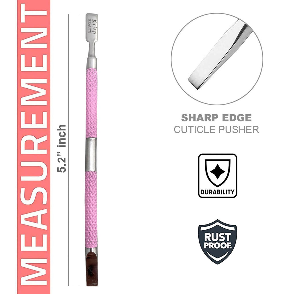 Stainless Steel Dual-Sided Cuticle Pusher Nail Tool for Manicure & Pedicure