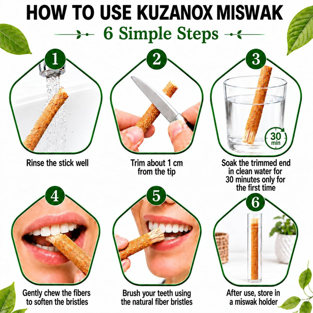 Natural Miswak Toothbrush Sticks Pack of 12 - Traditional Oral Care