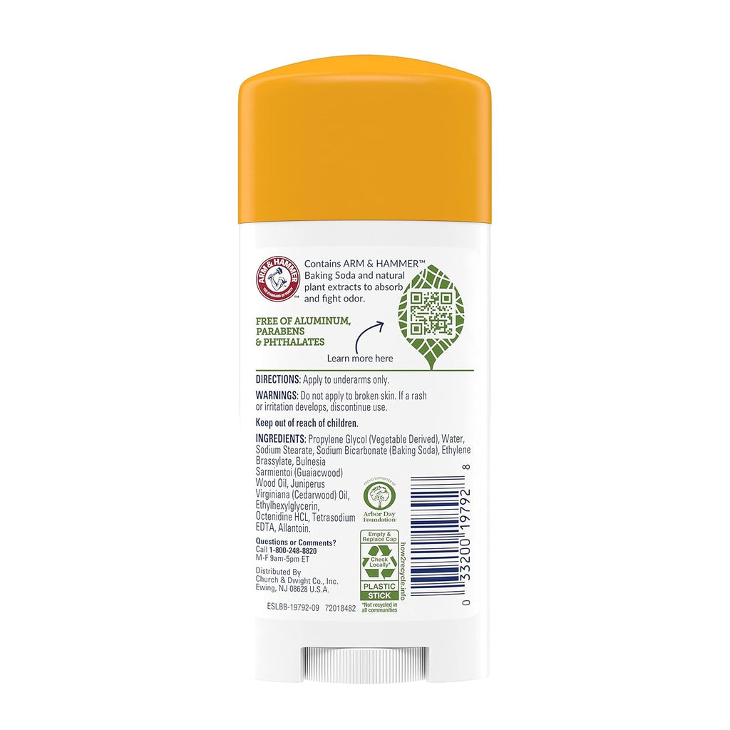 Unscented Deodorant Stick with Baking Soda & Natural Plant Extracts - 2.5 oz