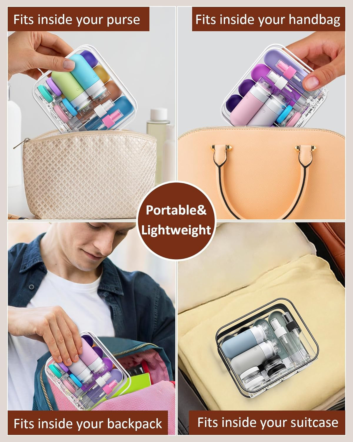 20 Pack Travel Bottles for Toiletries - TSA Approved Leakproof Silicone Containers