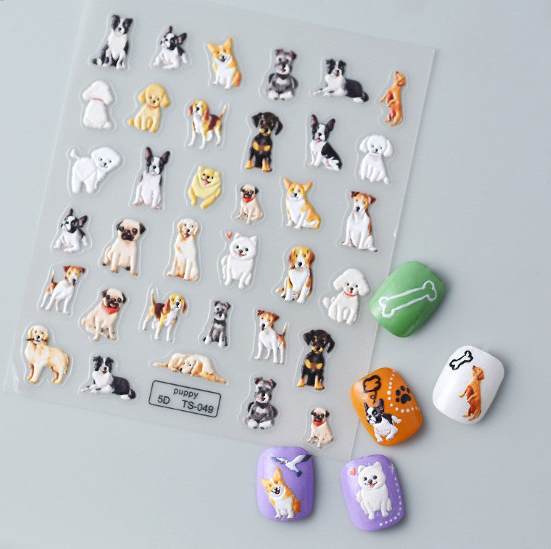 Nail Art Character Puppy Dogs Nail Stickers - 1 Sheet, Easy Nail Decoration