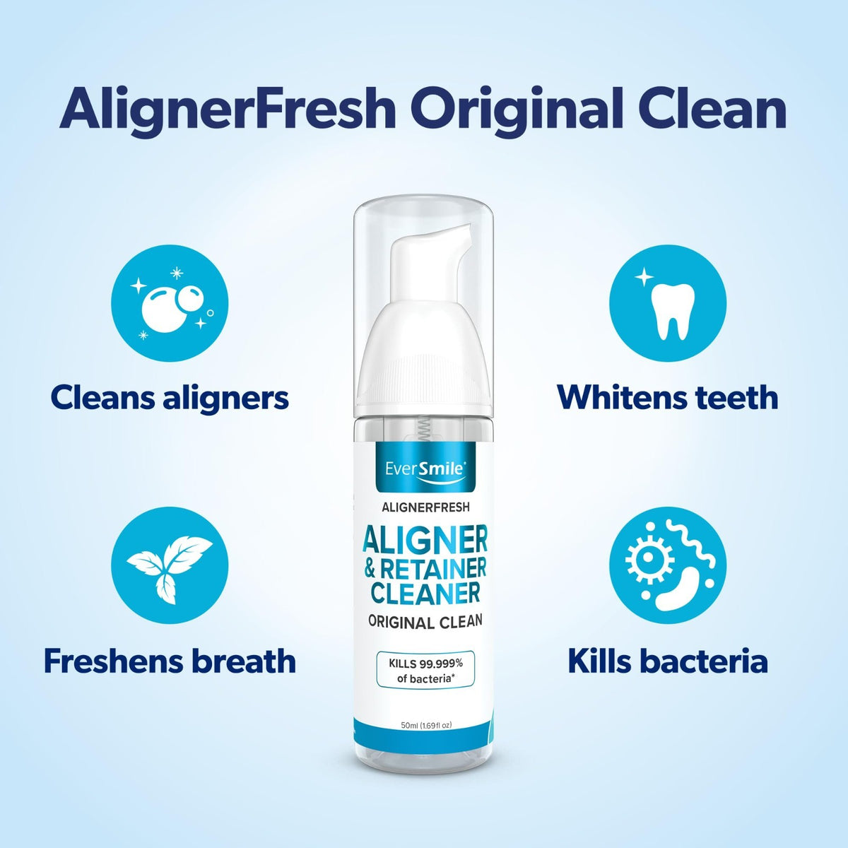 Aligner Cleaner Foam for Clear Aligners & Retainers - Whitens Teeth, Kills Bacteria