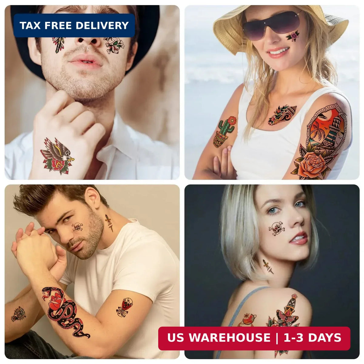 Temporary Tattoos 77 Sheets for Adults – Large & Small Sizes, 500+ Designs