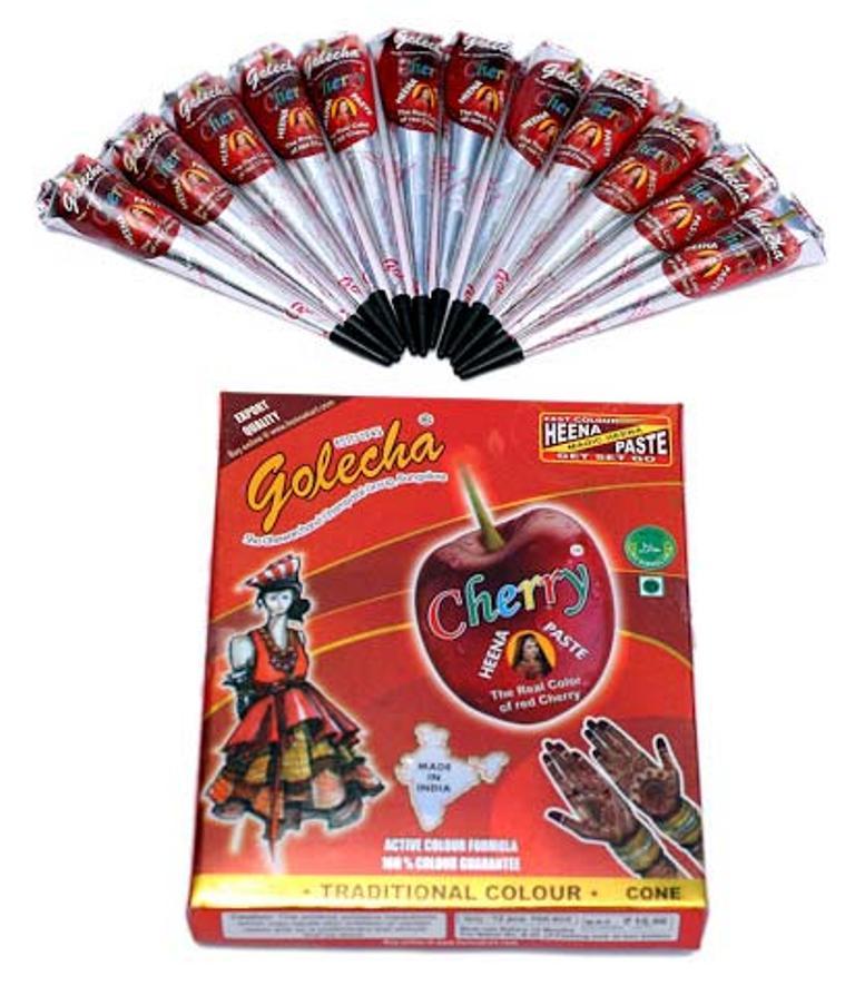 Henna Mehandi Temporary Tattoo Cherry Red - 12 Cones