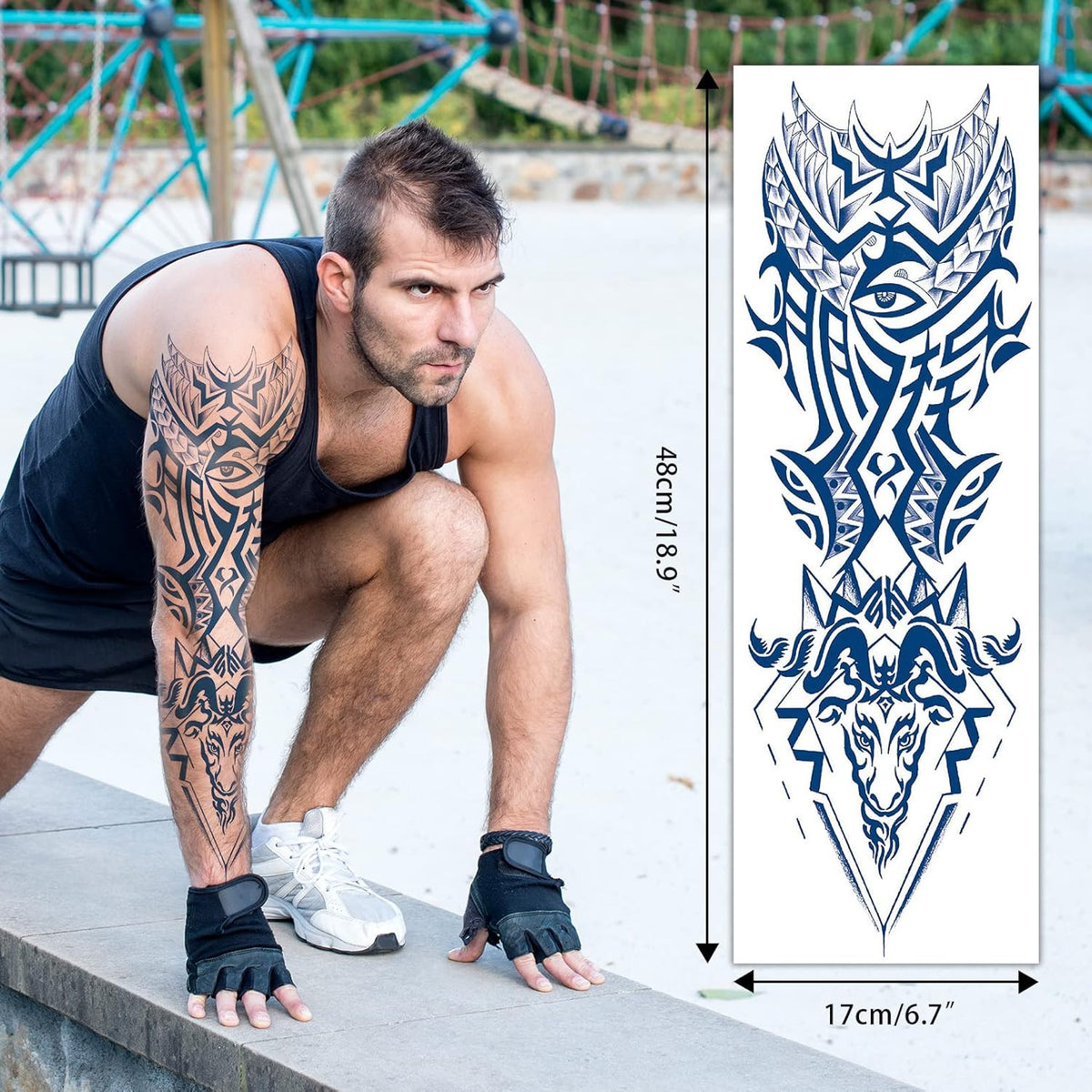 Semi-Permanent Full Arm Tattoo Sleeves for Men and Women - Realistic Fake Temporary Tattoos