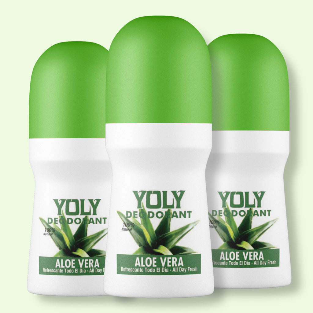 Yoly Aloe Vera Deodorant 3-Pack - Soft Refreshing, Paraben-Free