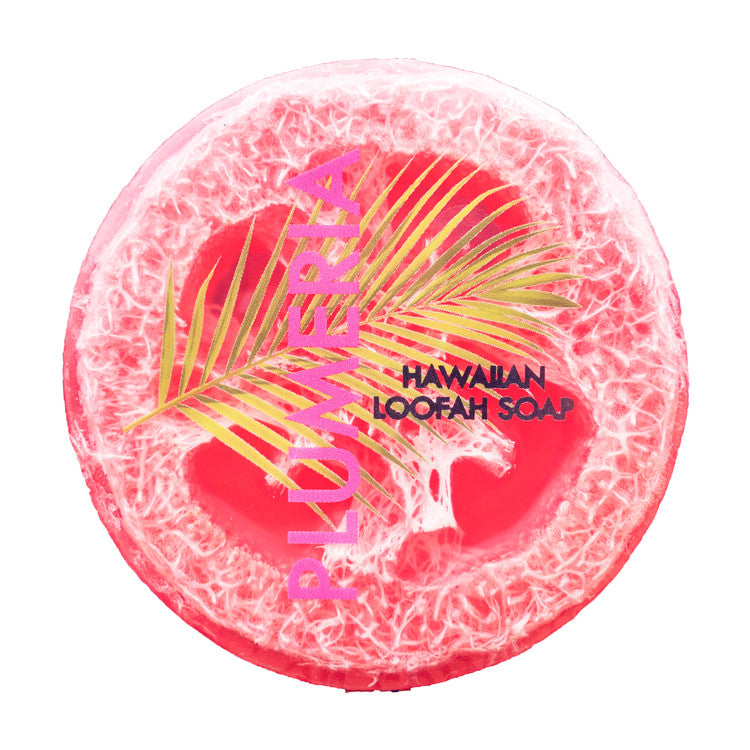 Loofah Soap with Sea Salt & Kukui Oil - Hawaiian Plumeria Scent, 4.7 oz