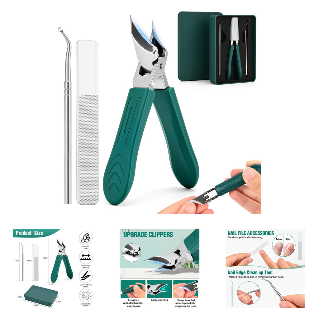 Eagle Beak Nail Clippers Set with Long Handle & Wide Jaw - Manicure Tools