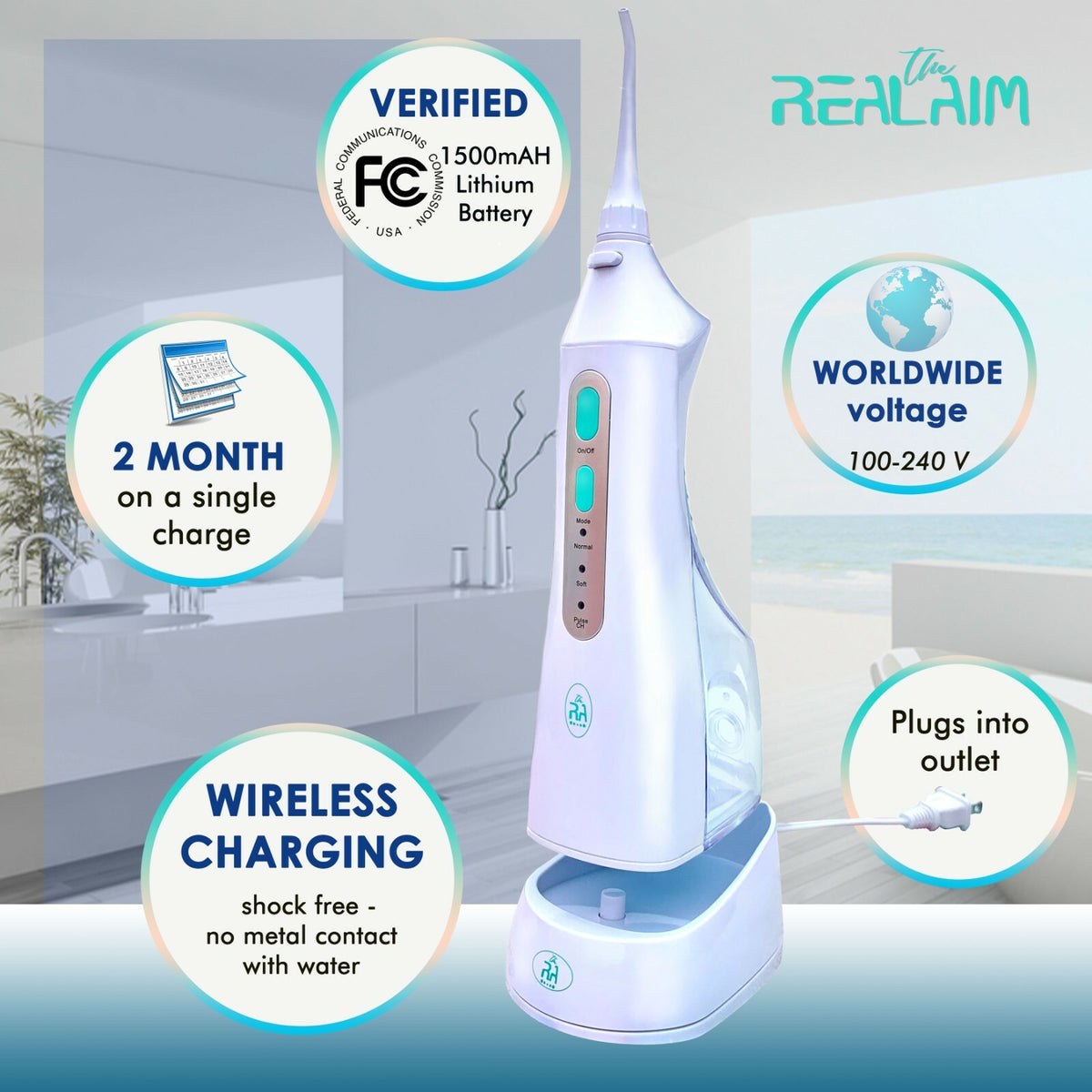 Cordless Water Flosser for Teeth - Portable Oral Irrigator with Large Water Tank